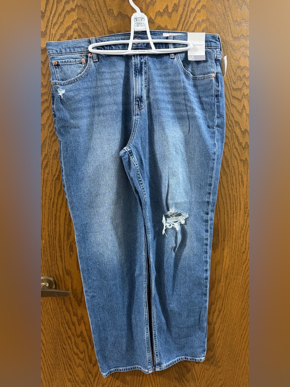 GAP High Rise ‘90s Straight Jeans Women’s Size 35/20R Medium Wash Distressed NWT